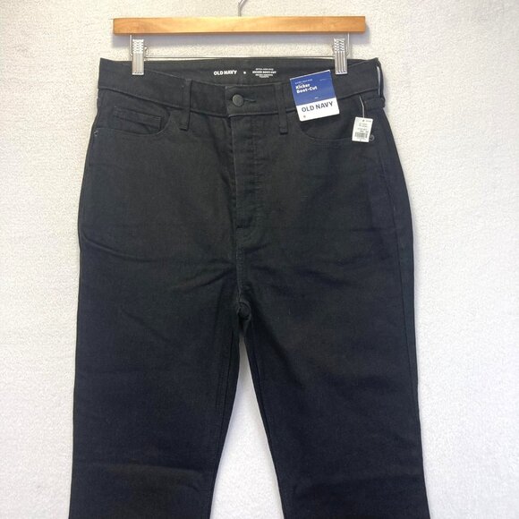 NWT Old Navy Extra High Rise Kicker Boot Cut Jeans Womens 8 Button Fly Black - Picture 3 of 12